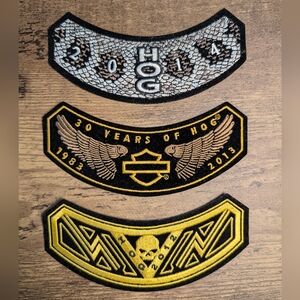 Set of 3 HOG Harley Davidson Patches